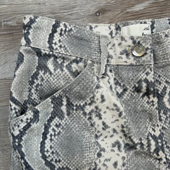 Wilfred Free Pants Gray Snakeskin Print Cotton High Rise Straight Leg - Picture 4 of 9